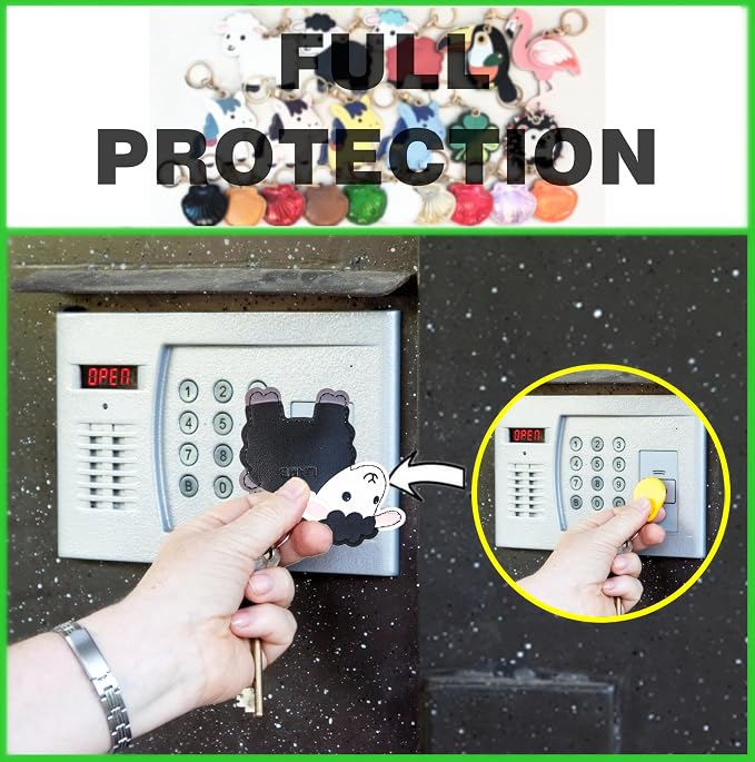 Leather Keychain Holder Case Compatible with AirTag,Cute Protective Cover with Keyring,Anti-Scratch Finder GPS Tracker Case for Wallet Keys,Bag,Pets,Backpack(Black Lamb)