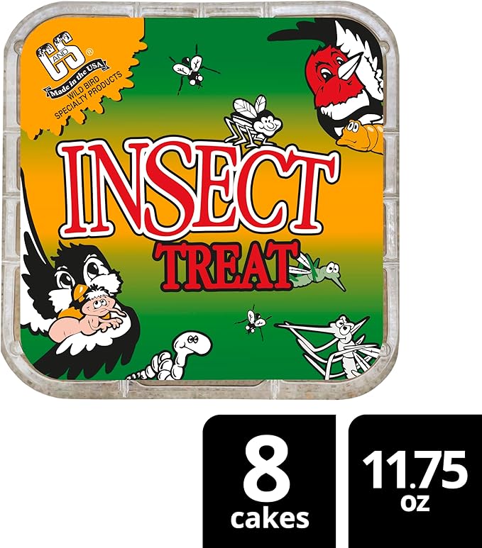 C&S Insect Suet Treat, Suet Cakes for Wild Birds Including Woodpeckers, Wrens, Chickadees, Nuthatches and Robins, Pack of 8