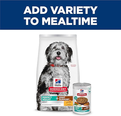 Hill's Science Diet Adult Perfect Weight & Joint Support Wet Dog Food, Hearty Vegetables and Tuna Stew, 12.5 oz. Cans, 12-Pack