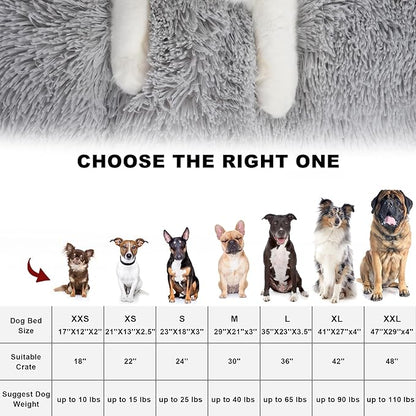 Bedfolks Waterproof Crate Bed, Plush Dog & Cat Kennel Pad with Removable Cover, Faux Fur, Washable, 21"x13", Solid Light Grey