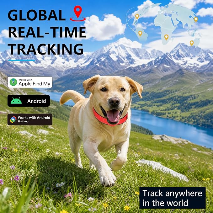 2-in-1 GPS Tracker for Dogs: Smart Pet Collar with Real-Time Tracking,No Monthly Fee/Subscription (iOS Only) Waterproof, Anti-Lost,365-Day Long Battery Life GPS Tracker Dog Collar(Tracker Included)