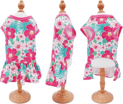 4PCS Dog Dresses Shirts for Extra Small Dogs Girl Female Pink Purple Red Puppies Doggies Kittens Skirts Summer Clothes Pet Apparel Floral Sundress Small Daisy Unicorn Stretchable Outfit XS