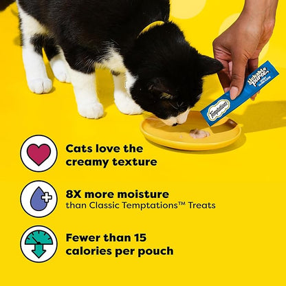Temptations Creamy Puree Squeezable Lickable Cat Treats, Wet Cat Treats with Salmon, 0.42 oz. Tubes, 4 Count, Pack of 11 (44 Total)