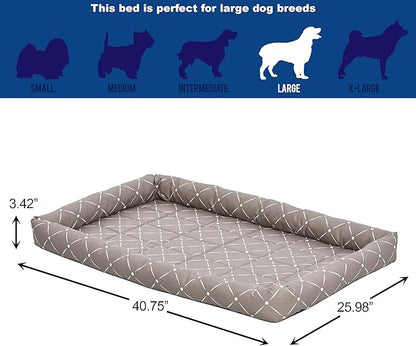 MidWest Homes for Pets 40242-MRD Quiet Time Couture Ashton Bolster Pet Bed, Large Dog/42, Mushroom