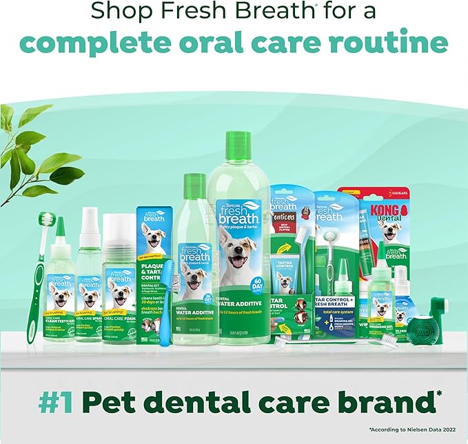 TropiClean Fresh Breath Water Additive for Dogs with Collagen, Skin Health Support for Dogs, Breath Freshener and Teeth Cleaning Solution, 33.8oz.