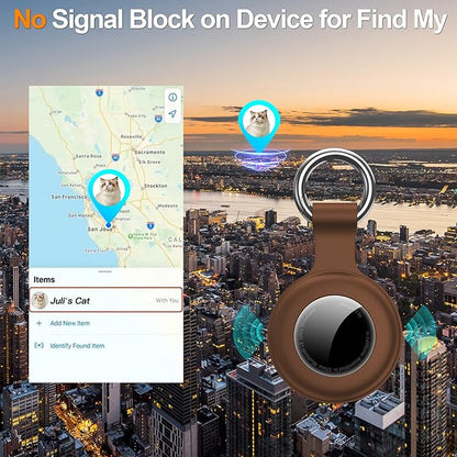 1|2|4Pack for Apple AirTag Holder,for Air Tag 2nd &1st Genaretion,Waterproof GPS Tracker Air Tag Keychain with Cover Anti-Scratch Silicone for Air-Tag Case for Pets,Kids-Blue+Brown+Orange+Rose Red