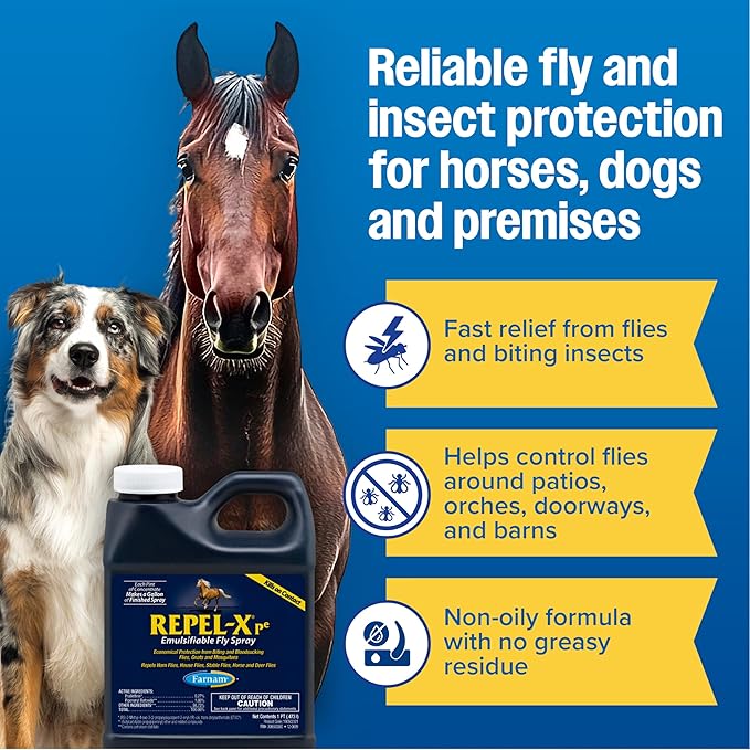 Farnam Repel-X pe Concentrated Fly Spray for Horses, Just Add Water 16 Ounces