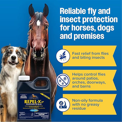 Farnam Repel-X pe Concentrated Fly Spray for Horses, Just Add Water 16 Ounces