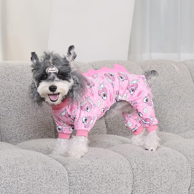CuteBone Dinosaur Costume Dog Pajamas, Stretchy Spandex Crystal Velvet Sleepwear Coat for Small Dogs, Soft & Warm Pet Outfit Clothes for Cold Weather, Cozy Pullover Design COSP09L