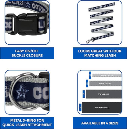 NFL PET Collar Dallas Cowboys Dog Collar, Medium Football Team Collar for Dogs & Cats. A Shiny & Colorful Cat Collar & Dog Collar Licensed by The NFL