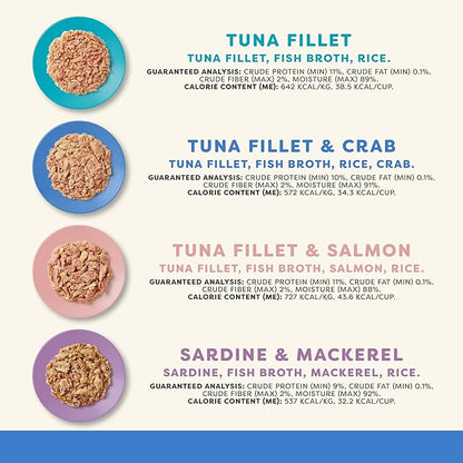 Applaws Natural Wet Cat Food in Broth, Limited and Natural Ingredients, High Protein with No Artificial Additives, Variety Fish Selection in Broth (16 x 2.12 oz Easy-Open Cups)
