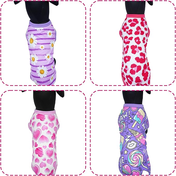 8PCS/Pack Dog Shirts Pink for XXL Dog Girl Female Sleeveless Clothes T Shirts Tank Top Tee Vest