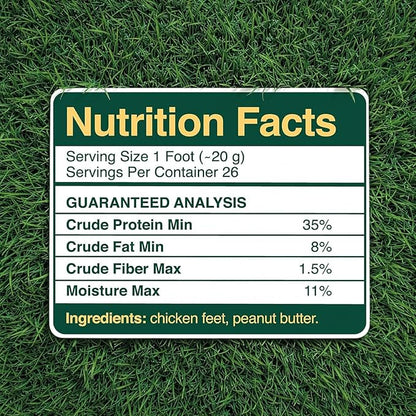 100% Natural Dehydrated Chicken Feet Peanut Butter Flavor For Dog Treats - Organic, No Rawhide, Sensitive Stomach, Nail Free, Odor Free, High Collagen, Hip Joint & Dental Health - 26 Count