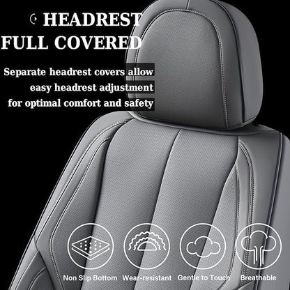 Coverado Seat Covers, Car Seat Covers Front Seats, Car Seat Cover, Car Seat Protector Waterproof, Car Seat Cushion Nappa Leather, Gray Seat Covers Carseat Cover Universal Fit for Most Cars