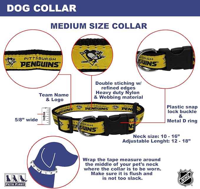 Pets First NHL Collar for Dogs & Cats. Adjustable, Cute, & Stylish! The Ultimate Hockey Fan Collar!
