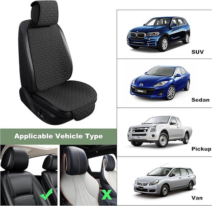 VarCozy Linen Car Seat Covers, Breathable Front Pair Seat Covers for Cars with Non-Slip Protector for All Seasons, Universal Front Seat Covers for Cars, SUVs, Trucks