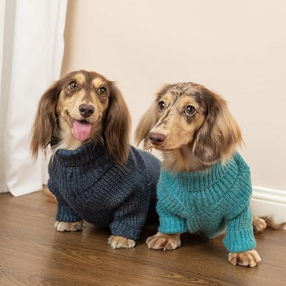 Fitwarm Turtleneck Knit Dog Sweater, Thermal Dog Winter Clothes for Small Dogs Boy Girl, Cozy Sweaters for Dogs, Doggy Pullover Jumper, Pet Outfit, Heather Navy Blue, Medium