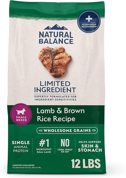 Natural Balance Limited Ingredient Small-Breed Adult Dry Dog Food with Healthy Grains, Lamb & Brown Rice Recipe, 12 Pound (Pack of 1)