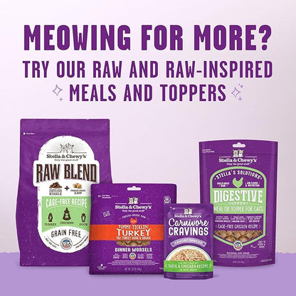 Stella & Chewy's Meowfulls Freeze Dried Cat Treats - Turkey & Duck Recipe - Raw Protein with Probiotics-& Salmon Oil - 1 Calorie Per Treat - 1.5 oz,(Pack of 2)