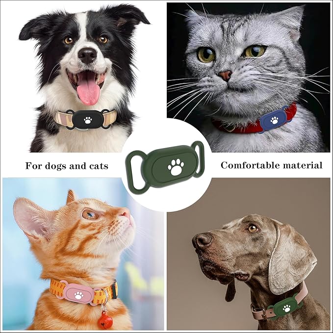 Waterproof Dog Collar Holder Compatible with Samsung Galaxy SmartTag2, Silicone GPS Tracker Hidden Loop Holder for Smart Tag2, Anti-Lost Tag2 Case(Green)