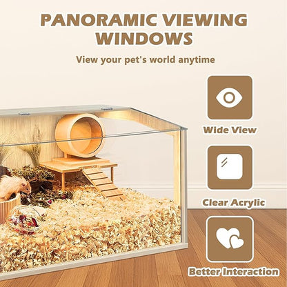 Prolee Hamster Cage Chewproof, Large Hamster Cage,Guinea Pig Cages Openable Top with Acrylic Sheets Solid Built, Hamster Habitat 24"