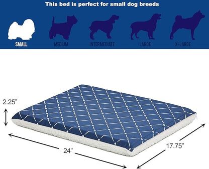 MidWest Homes for Pets Quiet Time Couture Paxton Dog Bed, Blue & Fleece with Removable Pillow Cover, Blue, 24"