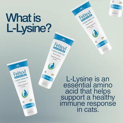 Felisyl L-Lysine Gel for Cats & Kittens (5oz) – Immune System, Respiratory & Eye Health Support. Reduces Sneezing, Runny Nose & Watery Eyes. Daily Salmon-Flavor Supplement – Made in USA (1 Pack)