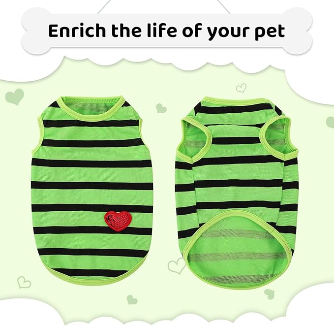 Dog Shirts for Small Dogs, Striped T-Shirts Pets Vest Pet Apparel Tee Shirts Dog Tank Top Spring Summer Suitable for Chihuahua French Bulldog Bichon Shih Tzu