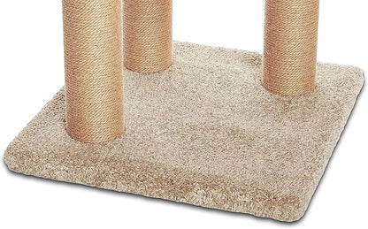 Basics Cat Tree Tower - Multi-Level Climbing Activity Center for Indoor Cats & Kittens with Scratching Posts, Platform, Jute Rope, Large (45.9"H), Beige
