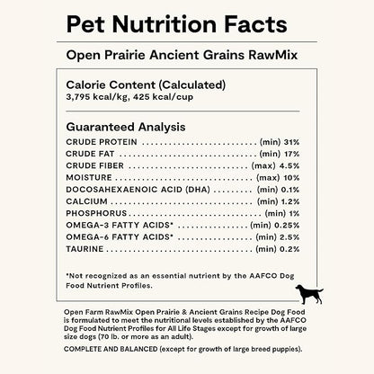 Open Farm, RawMix Dry Dog Food with Ancient Grains, Protein-Packed Kibble Coated in Bone Broth with Freeze Dried Raw Chunks, Chicken & Turkey, Open Prairie Recipe, 20lb Bag
