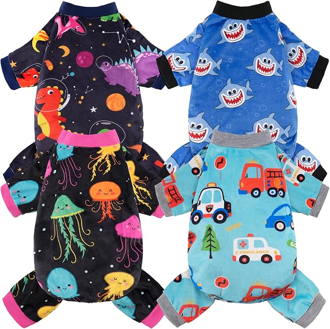 4 Pack Dog Pajamas Soft Lightweight Dog Recovery Suit Onesie Clothes for Small Medium Female Pet Boys Girls Dogs