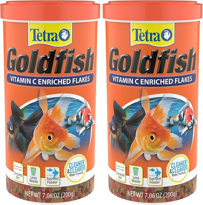 Tetra Goldfish Flakes, Nutritionally Balanced Diet for Aquarium Fish, Vitamin C Enriched Flakes, 7.06 oz (Pack of 2)