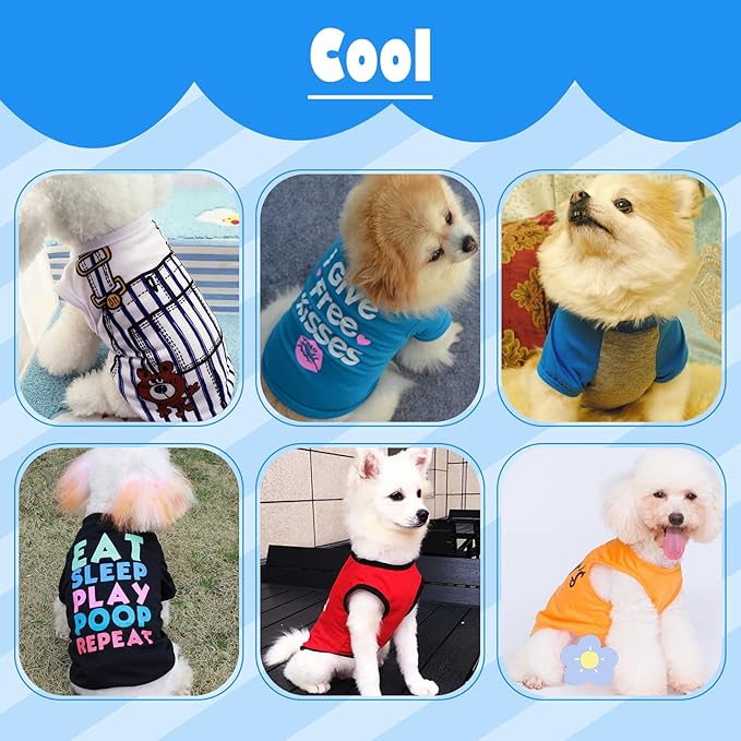 6 Pack Dog Clothes for Small Dogs Boy, Soft and Breathable Puppy Kitten Dog Shirts with Letters for Pet Cats, Summer Dogs' T-Shirts Apparel Sleeveless Vests for Chihuahua Yorkies (boy, M)