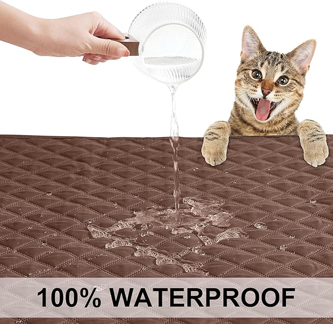 NICETOWN Waterproof Dog Bed Cover Pet Blanket with Anti-Slip Back for Furniture Bed Couch Cat Blanket Mat for Loveseat Sofa Recliner L-Shape Sofa, 30" W x 70" L, Chocolate/Sand, 1 Piece