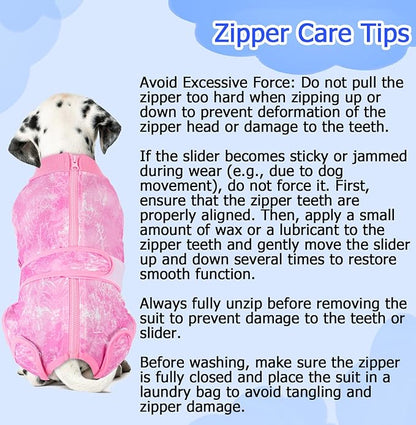 Lukovee Recovery Suit for Dogs, Zipper On Recovery Suit for Female Male Dog, Onesie Abdominal Wounds Cone E-Collar Alternative Prevent Licking Spay Recovery Suit (X-Small, Pink Tie-dye)