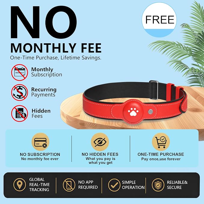 2-in-1 GPS Tracker for Dogs: Smart Pet Collar with Real-Time Tracking,No Monthly Fee/Subscription (iOS Only) Waterproof, Anti-Lost,365-Day Long Battery Life GPS Tracker Dog Collar(Tracker Included)