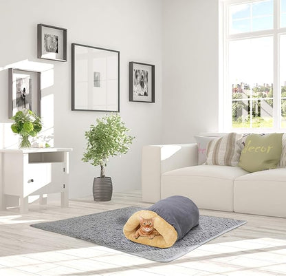 4 in 1 Self Warming Burrow Cat Bed, Pet Hideway Sleeping Cuddle Cave (Gray)
