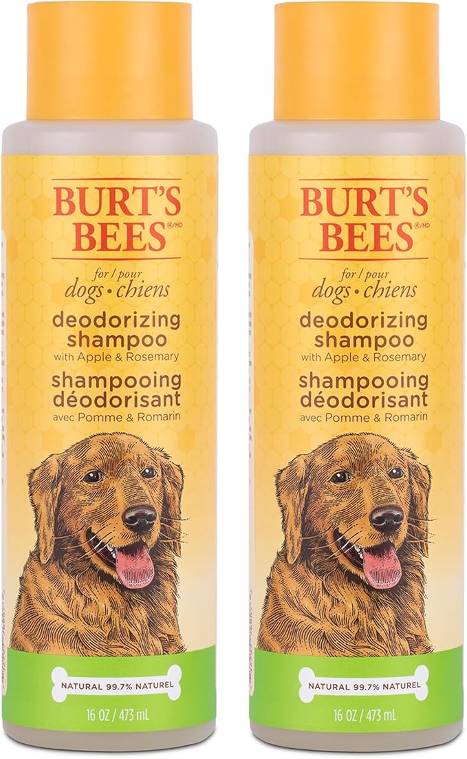Burt's Bees for Pets Deodorizing Dog Shampoo with Apple and Rosemary, 95% Natural Origin Formulas, Gentle, Best Dog Shampoo for Smelly Dogs, 16 oz - 2 Pack
