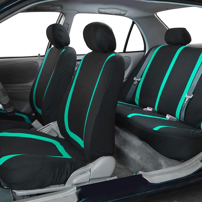 FH Group Car Seat Covers Rear Set Cloth - Car Seat Covers with Removable Headrest,Universal Fit,Automotive SeatCovers,Washable Car SeatCover for SUV,Sedan,Van Mint