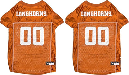 Pets First NCAA College Texas Longhorns Mesh Jersey for Dogs & Cats, Size Small, Licensed Dog Jersey with Your Favorite Football/Basketball College Team (Pack of 2)