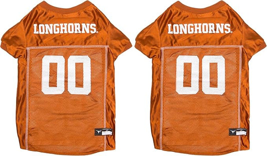 Pets First NCAA College Texas Longhorns Mesh Jersey for Dogs & Cats, Size Small, Licensed Dog Jersey with Your Favorite Football/Basketball College Team (Pack of 2)