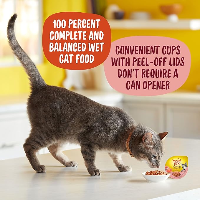 Meow Mix Tenders in Sauce Wet Cat Food, Salmon & Crab, 2.75 Ounce Cup (Pack of 12)