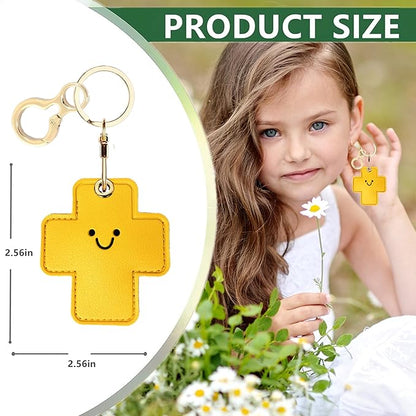 Leather Airtag Keychain Case Holder,Cute Protective Apple Air Tag Cover with Key Ring,Anti-Scratch Hidden Finder GPS Tracker Case for Wallet Keys,Bag,Pets,Backpack(Cross)