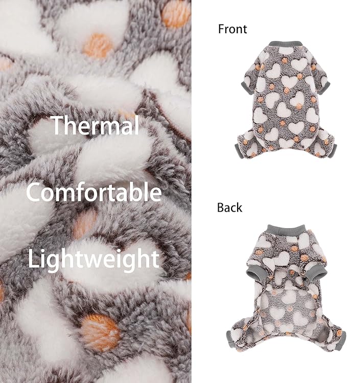 YIKEYO Small Dog Sweater,Dog Pajamas for Small Dogs,Cotton Stretchable Pet Pajamass Jammies Sweater for Dogs Female Male, Valentine's Day Winter Clothes Doggy Puppy Girl(Grey, XXXS)