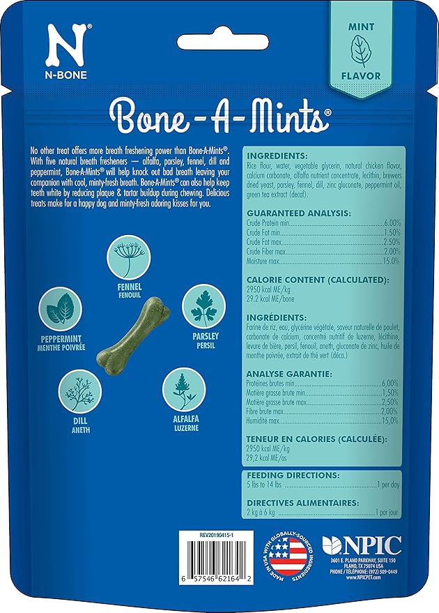Bone-A-Mints All Natural, Wheat-Free Breath Freshening Bone, 5.60-Ounce, Mini, 16-Pack