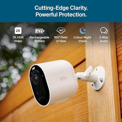 Arlo Pro Security Camera 2K HDR (6th Gen, 2025 Release) 2 Cam + 2 Solar Panels + 6 Months of Secure Plus Plan - Wireless Outdoor Camera, Battery Power, Person, Vehicle & Animal Detection, White