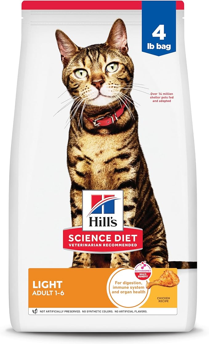 Hill's Science Diet Adult 1-6 Light Dry Cat Food, Chicken, 4 lb. Bag