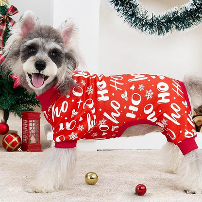 XPUDAC 4 Pack Christmas Dog Pajamas Comfy Dog Clothes for Small Medium Dogs Girl Boy Holiday Pet Outfit Puppy Onesie Cat Pjs Jammies, M