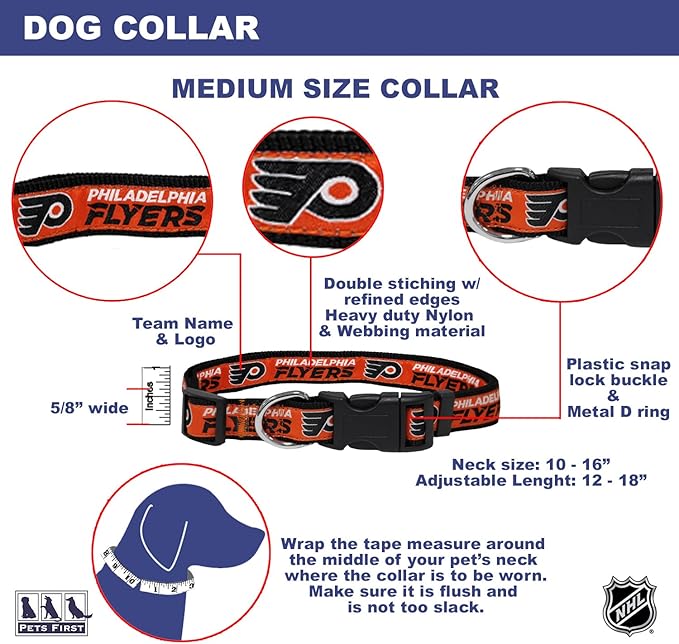 Pets First NHL Collar for Dogs & Cats. Adjustable, Cute, & Stylish! The Ultimate Hockey Fan Collar!