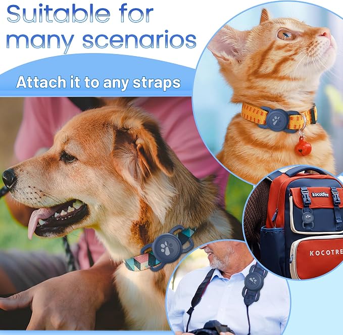 Waterproof Airtag Dog Collar Holder, Full Covered Silicone Case, Navy Blue | Fits most collars | Soft durable silicone | Full waterproof seal | Secure anti-loss design | Signal-friendly, lightweight
